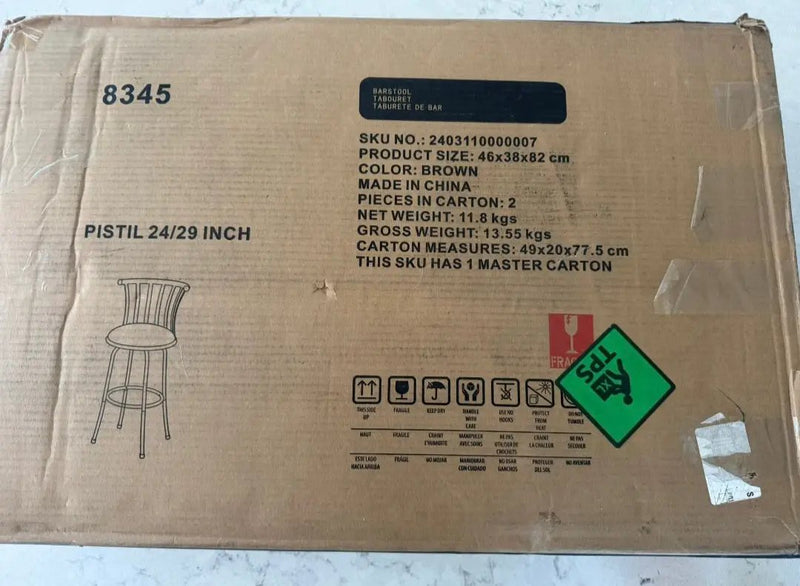 Open Box FurnitureR Adjustable Classic Barstools Set of 2, Country Style Bar Chairs with Back and Footrest Swivel Counter Height Bar Stools with Inter by Selzalot