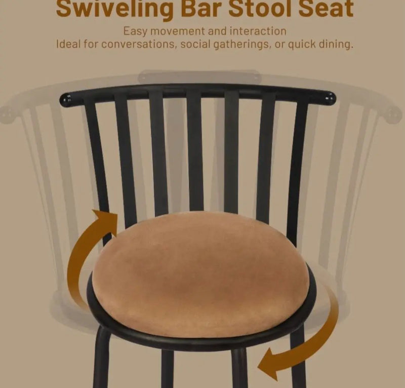 Open Box FurnitureR Adjustable Classic Barstools Set of 2, Country Style Bar Chairs with Back and Footrest Swivel Counter Height Bar Stools with Inter by Selzalot