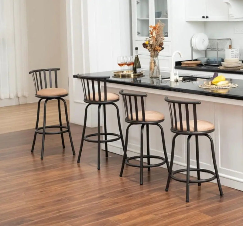 Open Box FurnitureR Adjustable Classic Barstools Set of 2, Country Style Bar Chairs with Back and Footrest Swivel Counter Height Bar Stools with Inter by Selzalot