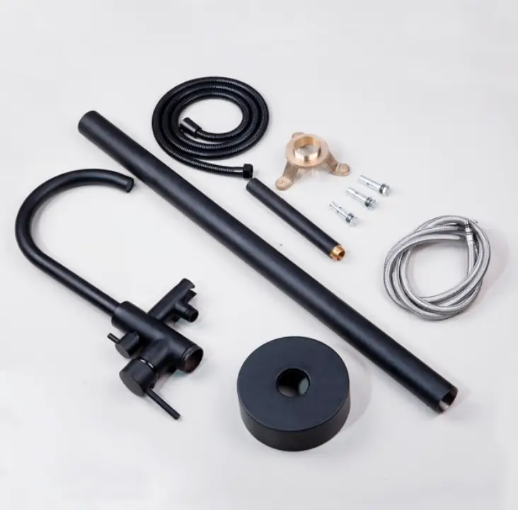Zeek Floor Tub Faucet Matte Black F-TB51 by ZEEK