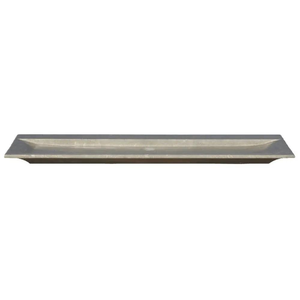 Seagrass Fossil Limestone Rectangular Vessel Sink - Honed Finish 16x48x2.5 Inches by GobekDesign