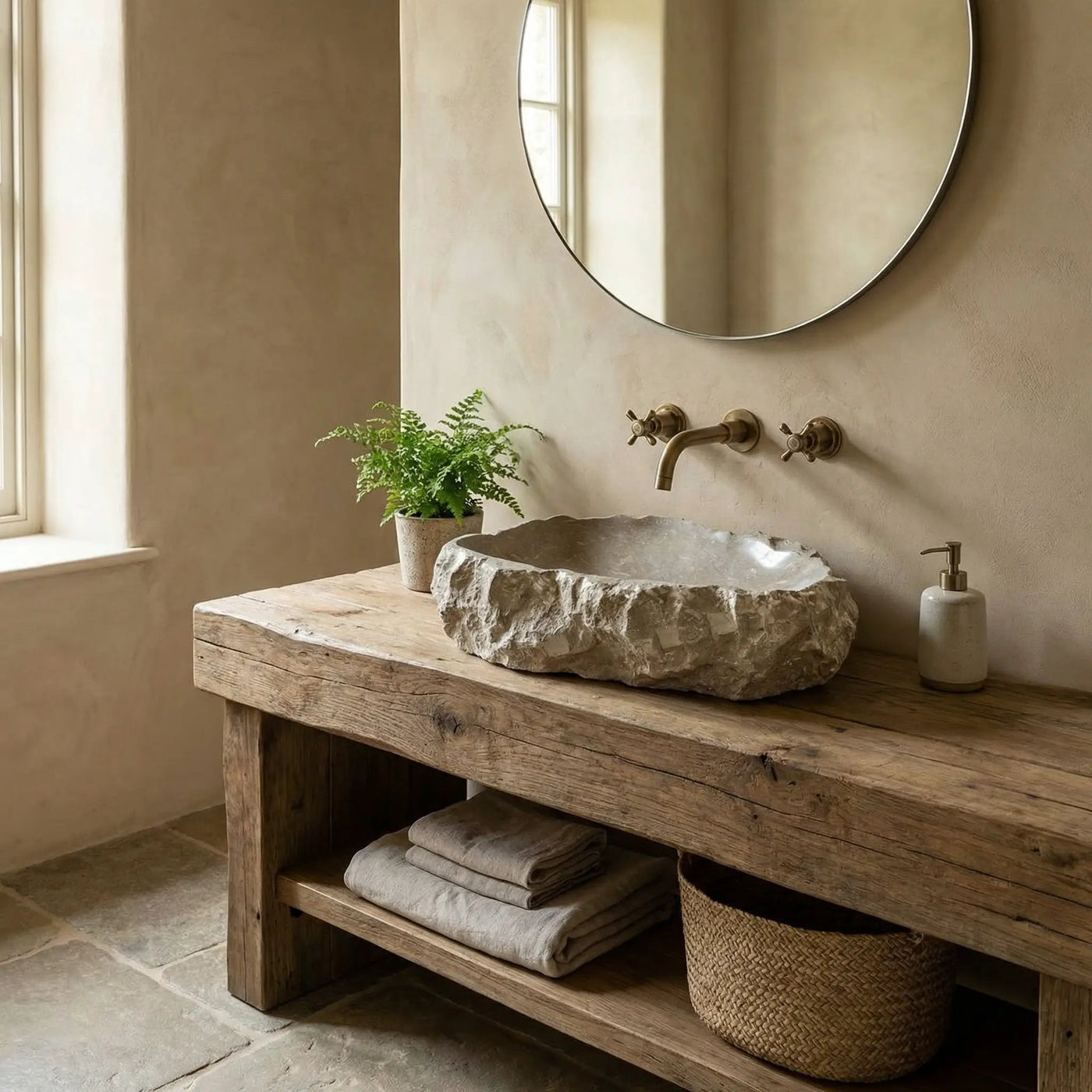 Seagrass Fossil Limestone Natural Stone Vessel Sink - Polished 18x22 by GobekDesign