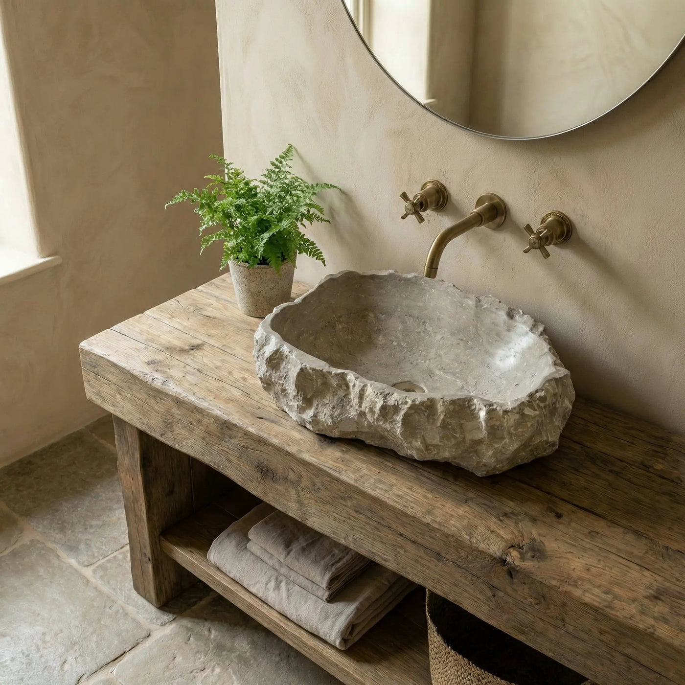 Seagrass Fossil Limestone Natural Stone Vessel Sink - Polished 18x22 by GobekDesign