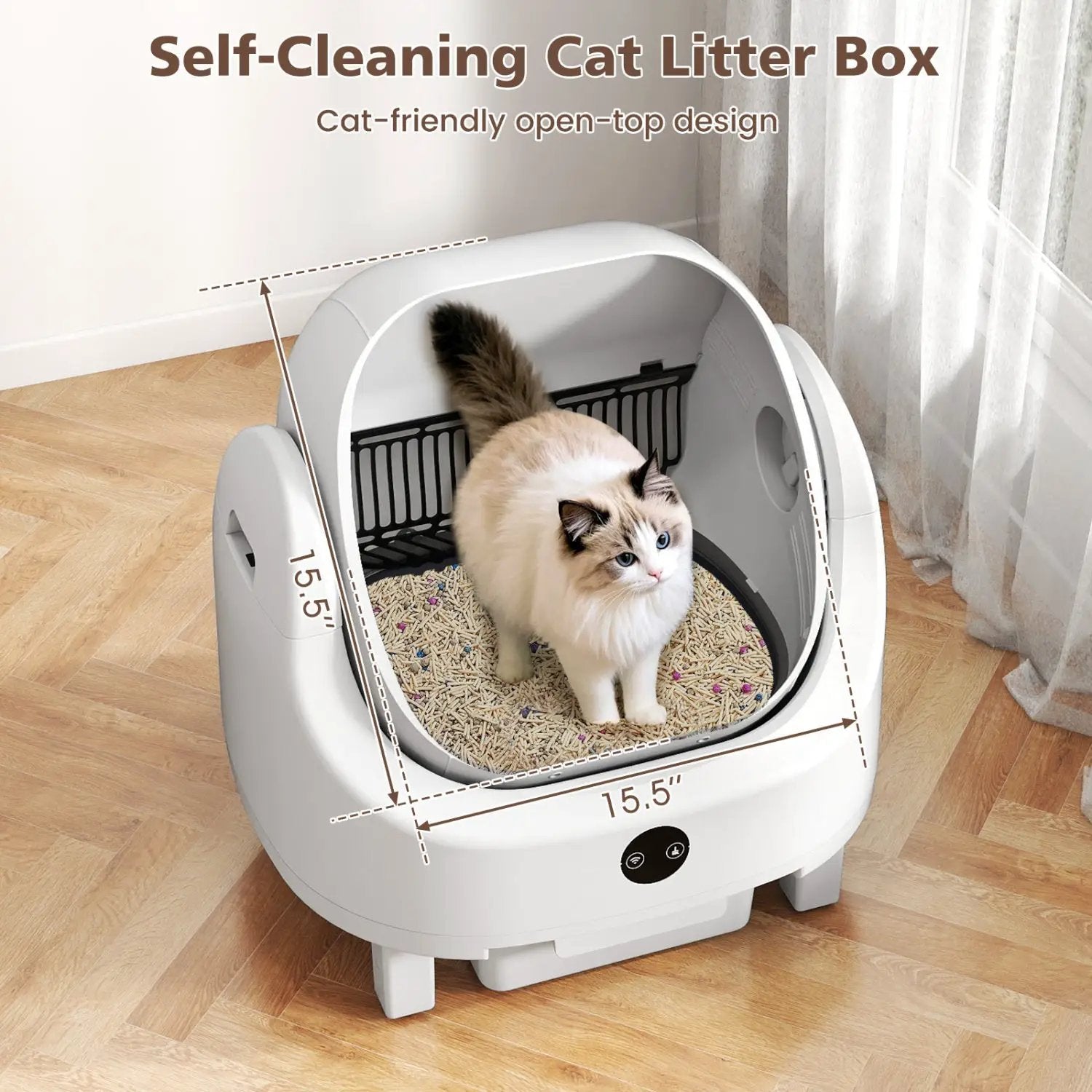 Self-Cleaning Cat Litter Box with APP Control & Open Top by DirectDeals