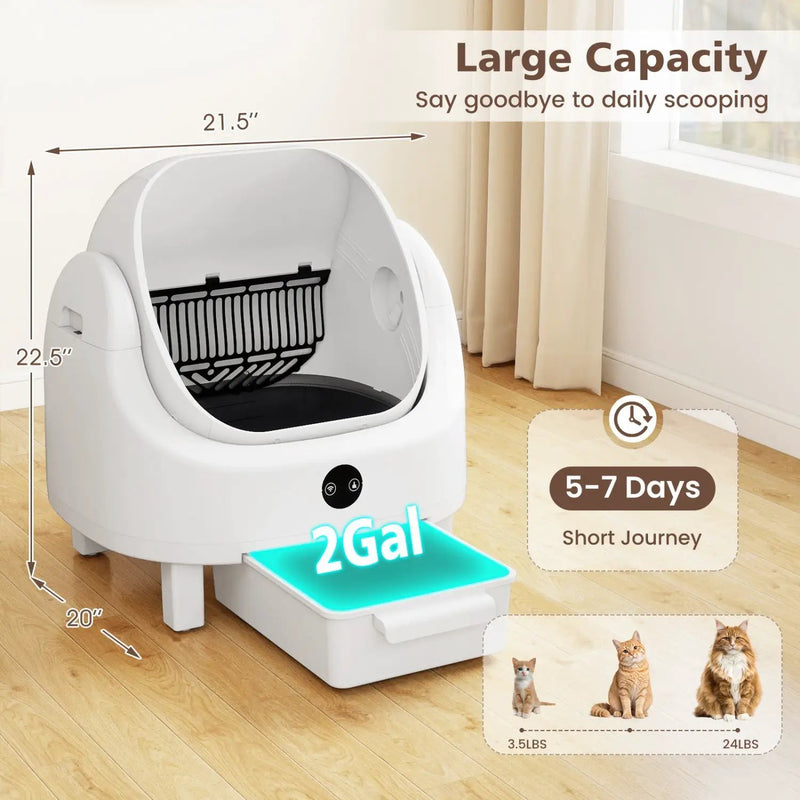 Self-Cleaning Cat Litter Box with APP Control & Open Top by DirectDeals