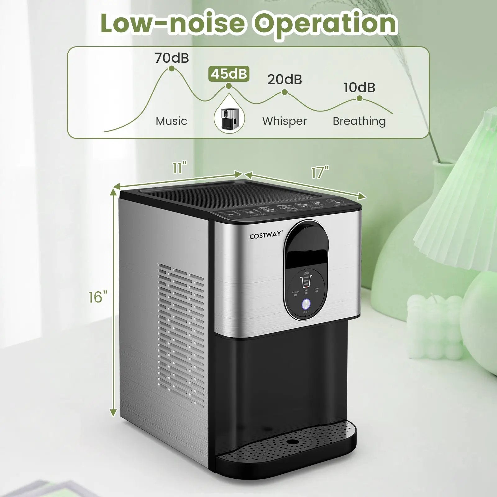 Self Dispensing Nugget Ice Maker Countertop with Soft Chewable Pellet Ice Cubes-Silver by DirectDeals