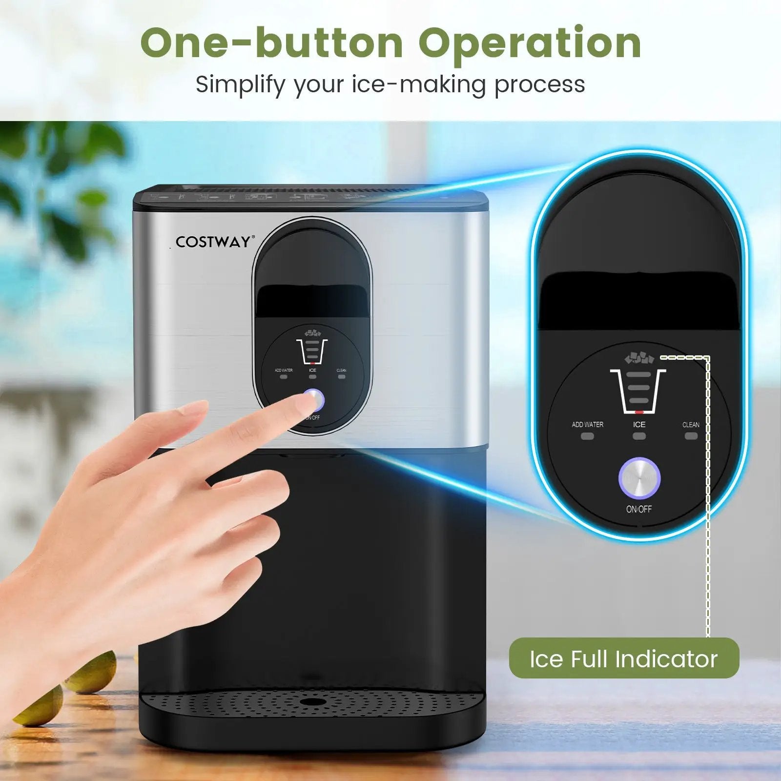 Self Dispensing Nugget Ice Maker Countertop with Soft Chewable Pellet Ice Cubes-Silver by DirectDeals