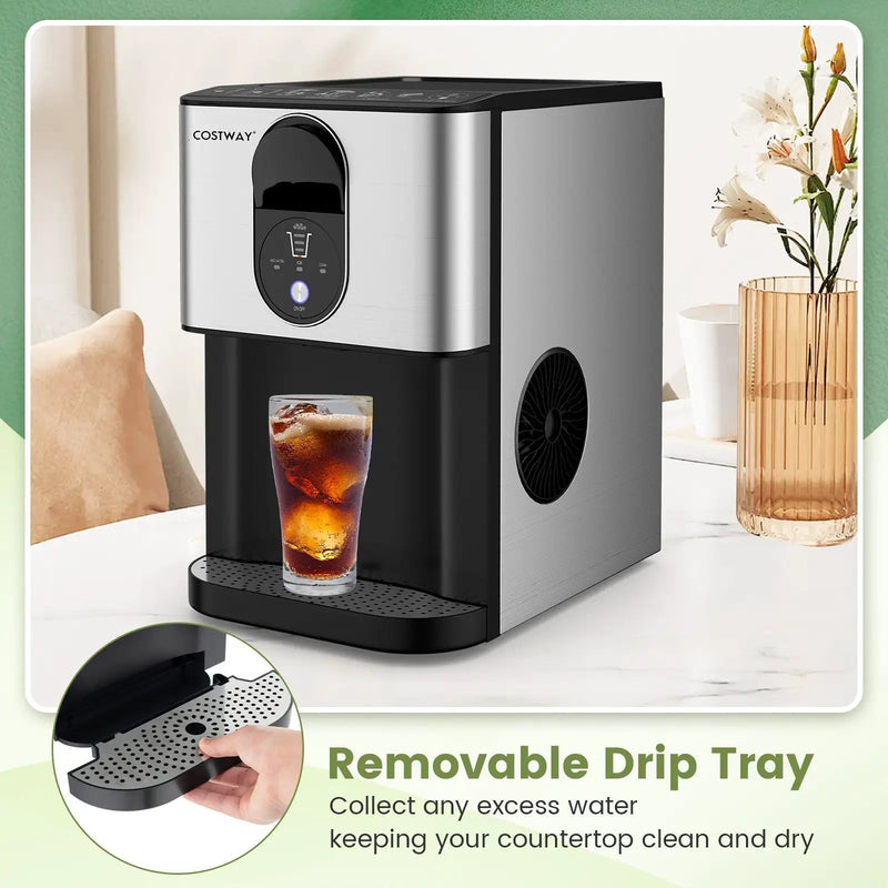 Self Dispensing Nugget Ice Maker Countertop with Soft Chewable Pellet Ice Cubes-Silver by DirectDeals