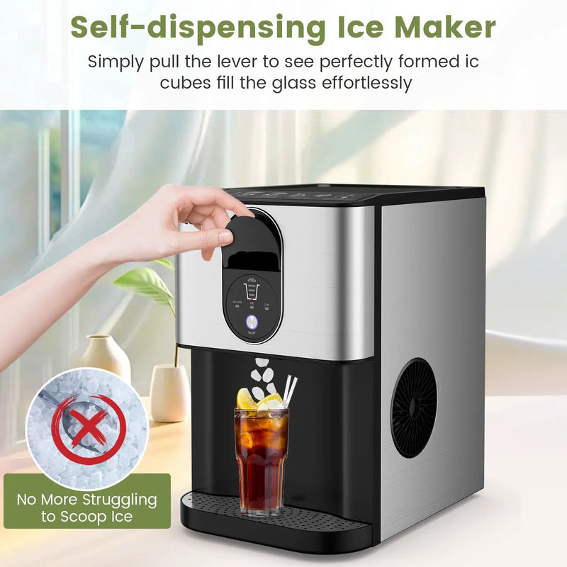 Self Dispensing Nugget Ice Maker Countertop with Soft Chewable Pellet Ice Cubes-Silver by DirectDeals