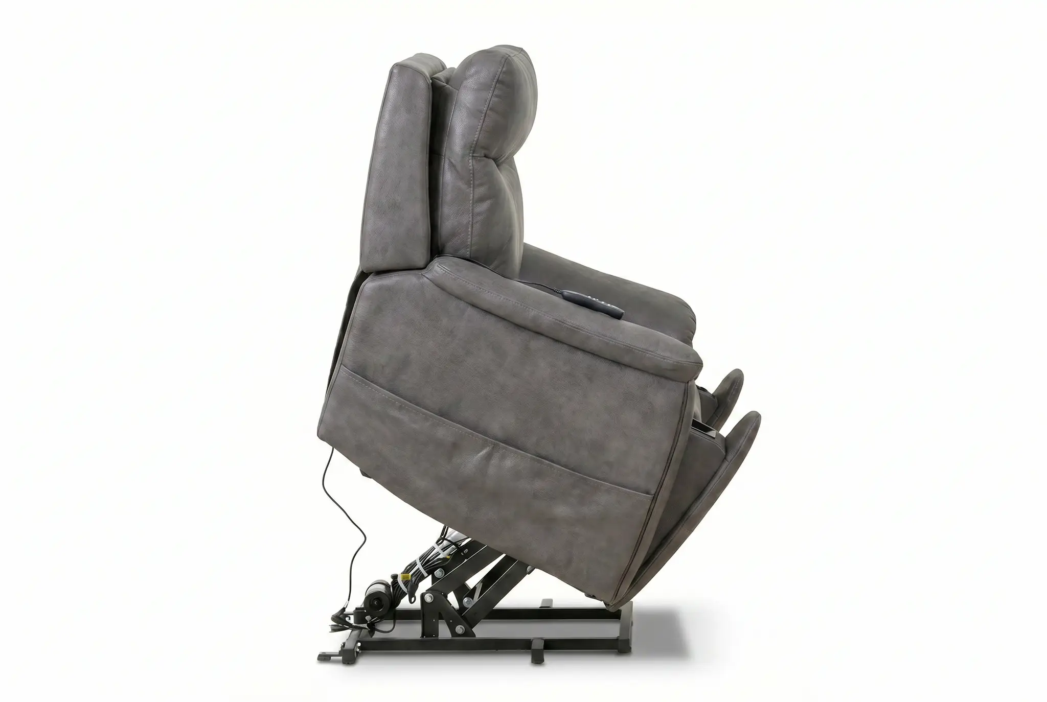 Serenity Slate Grey Ultra Infinite Position Lift Chair with Power Headrest, Heat, Massage & Wireless Charging by Ornate Furniture