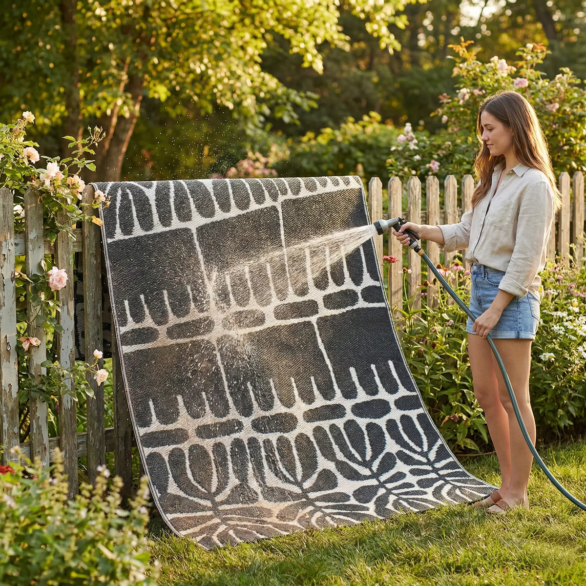 Serowe - Black & White Outdoor Rug for Patio, photo 7 of 9