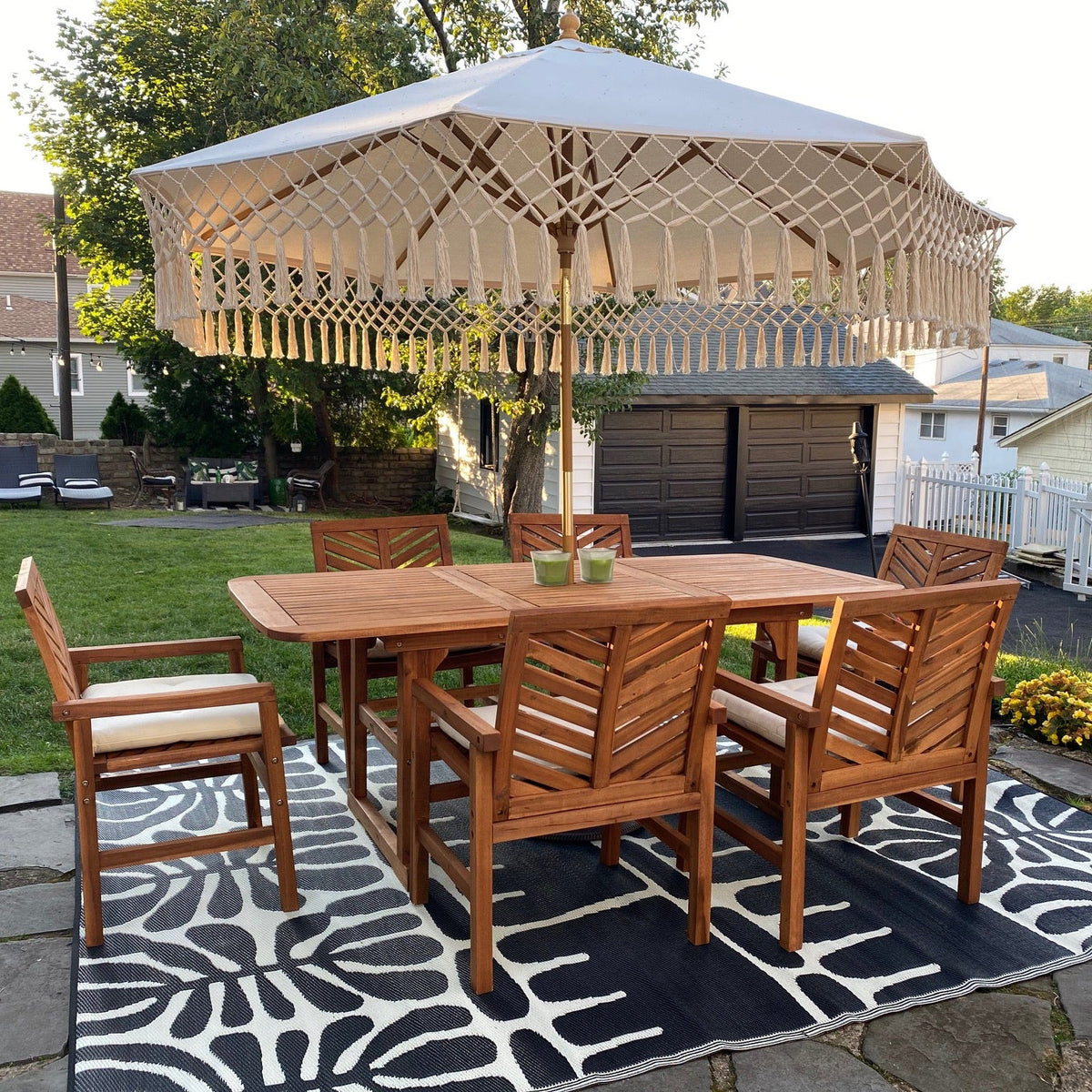 Serowe - Black & White Outdoor Rug for Patio, installed in a room