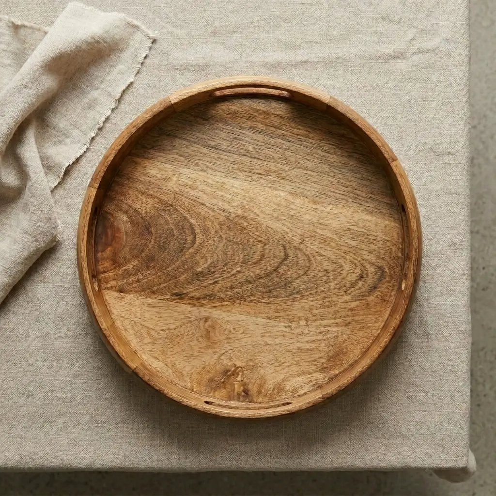 House of Avana Round Mango Wood Serving Tray Natural by House Of Avana
