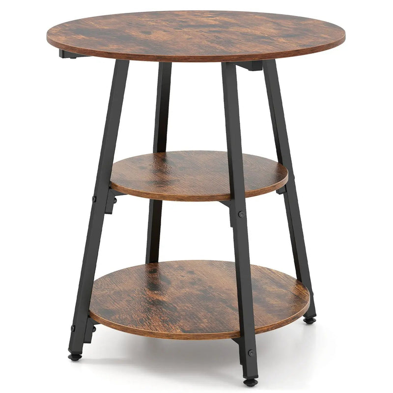 Industrial Side Table with 3-Tier Shelves and Metal Frame by DirectDeals