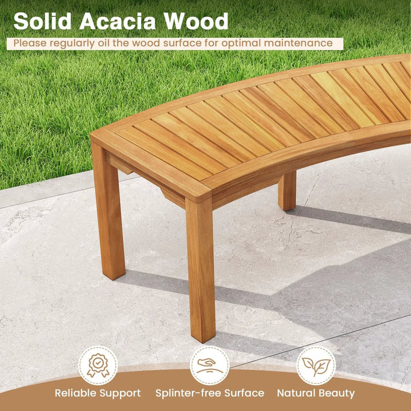 Curved Acacia Wood Garden Bench for 2 Person by DirectDeals