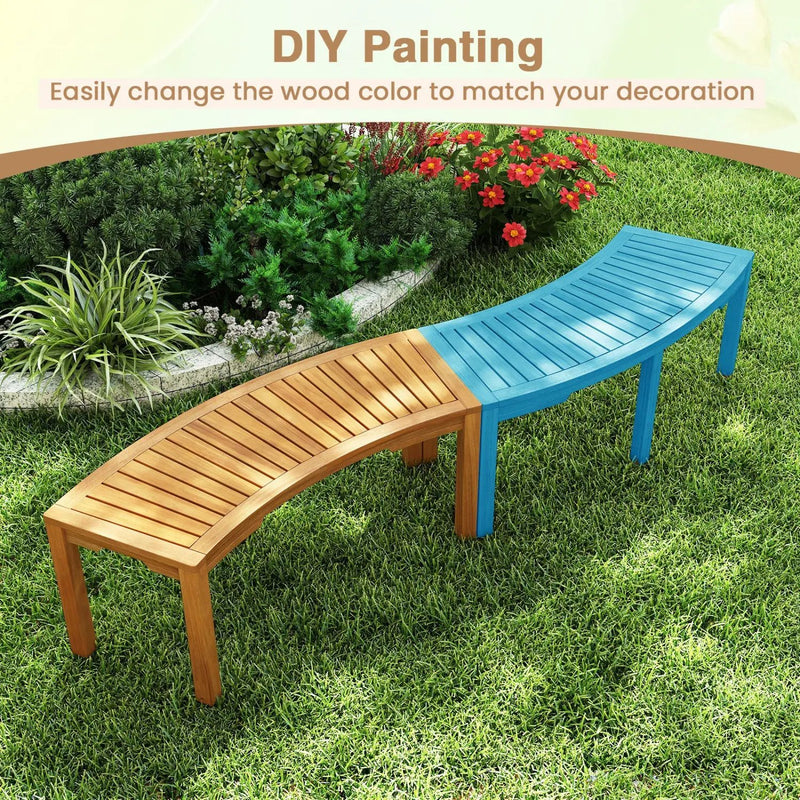 Curved Acacia Wood Garden Bench for 2 Person by DirectDeals