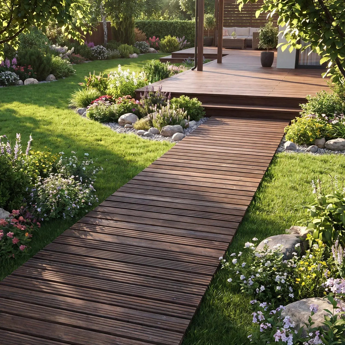 12 FT Wooden Garden Pathway 22 Inches Wide Outdoor Roll out Straight Walkway, photo 4 of 10