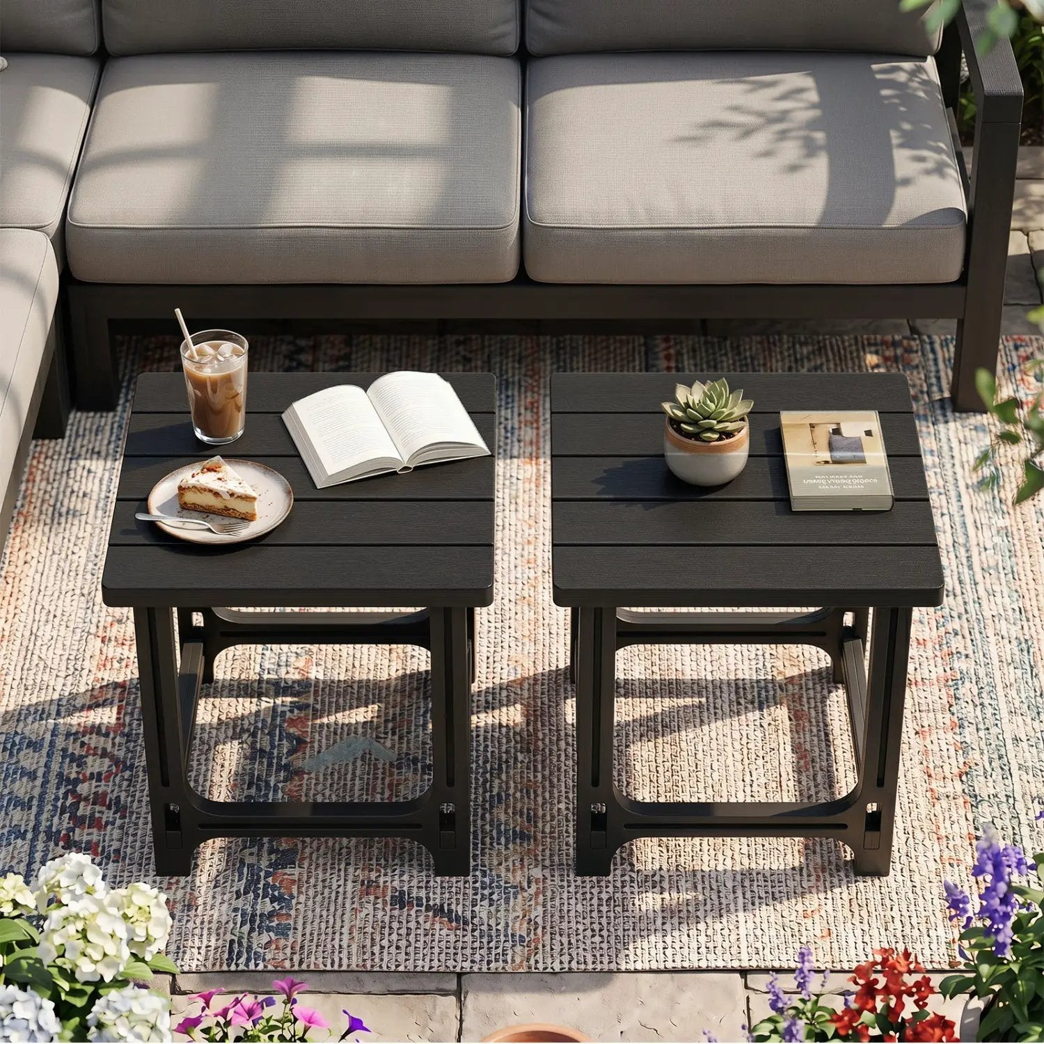Adirondack Side Table 18" Outdoor HDPE Slatted by DirectDeals