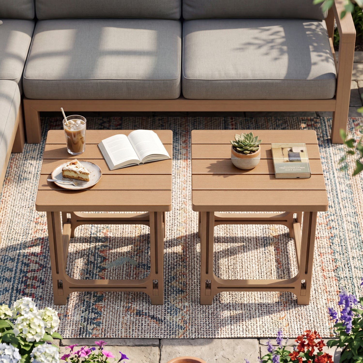Adirondack Side Table 18" Outdoor HDPE Slatted by DirectDeals