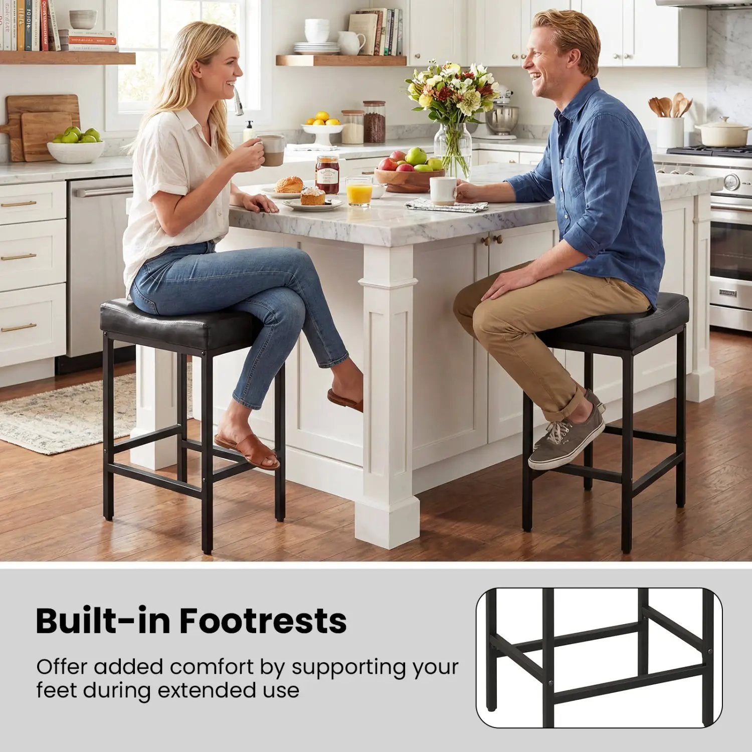 Set of 2 25 Inch Counter Height Bar Chairs for Kitchen Island by DirectDeals