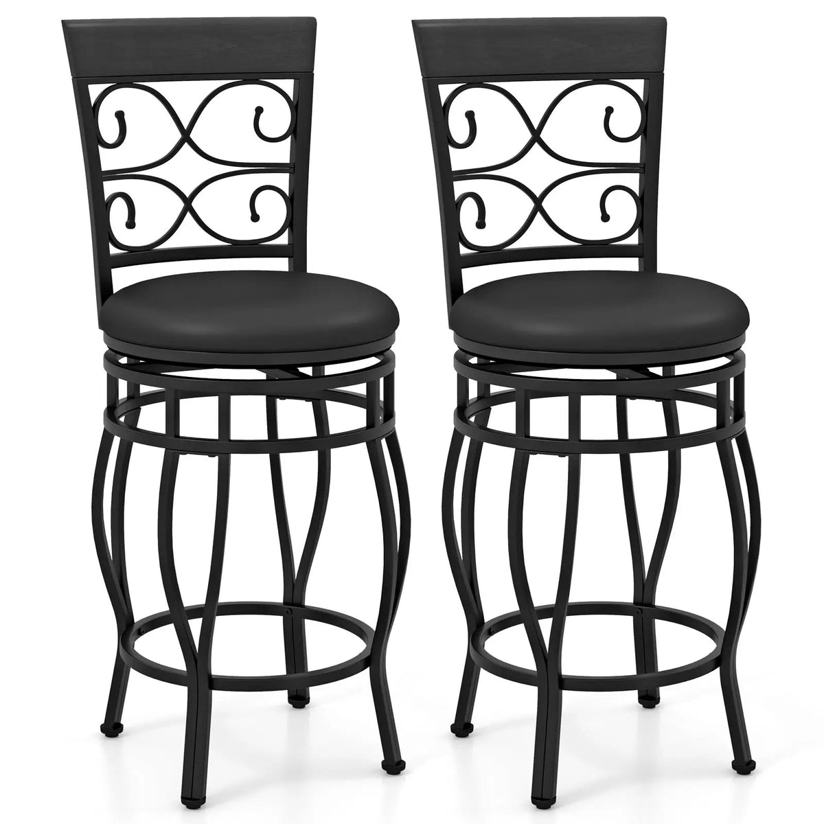 Set of 2 26 Inch Bar Stool with Backrest and Footrest, photo 9 of 9