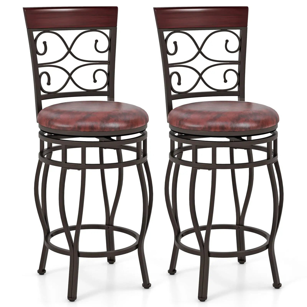 Set of 2 26 Inch Bar Stool with Backrest and Footrest, photo 3 of 9