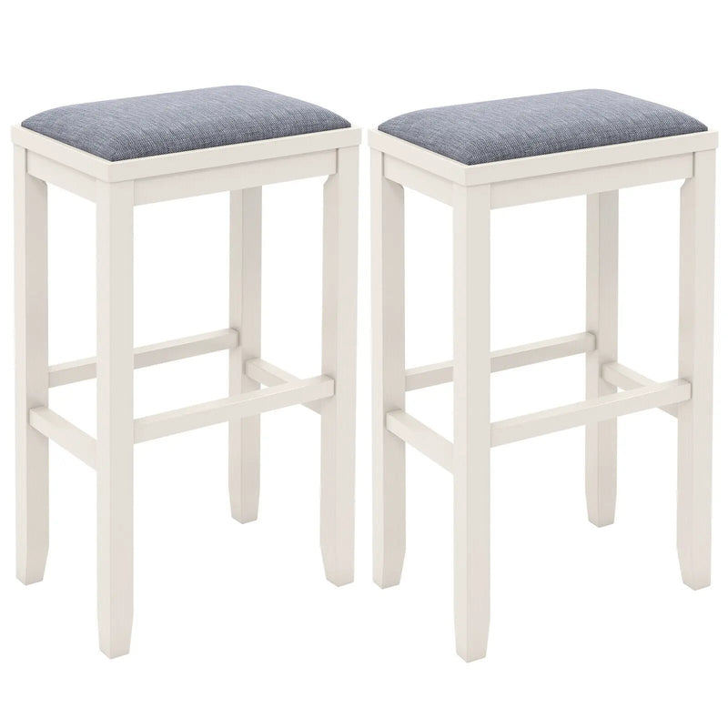 2 Pieces 31 Inch Upholstered Bar Stool Set with Solid Rubber Wood Frame and Footres by DirectDeals