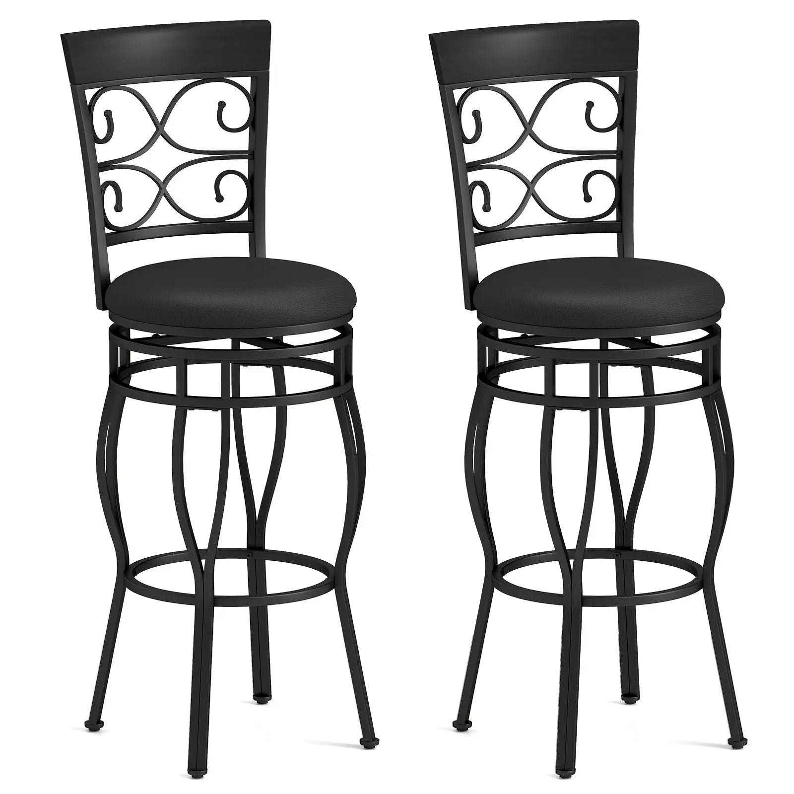 Set of 2 30 Inch Bar Stool with Backrest and Footrest by DirectDeals