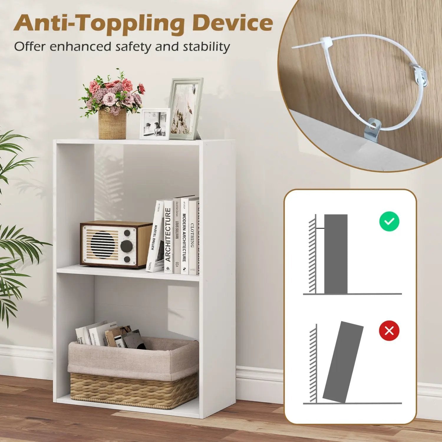 3-Tier Bookshelf with Open Storage - Set of 2 by DirectDeals