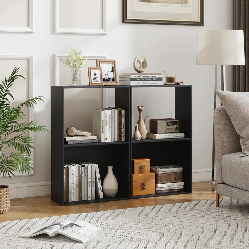 3-Tier Bookshelf with Open Storage - Set of 2 by DirectDeals