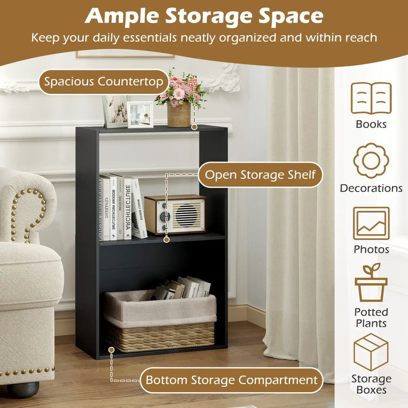 3-Tier Bookshelf with Open Storage - Set of 2 by DirectDeals
