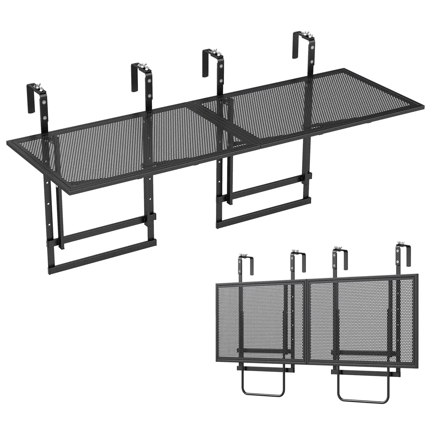 48" Balcony Railing Table Set with Adjustable Height - Black by DirectDeals