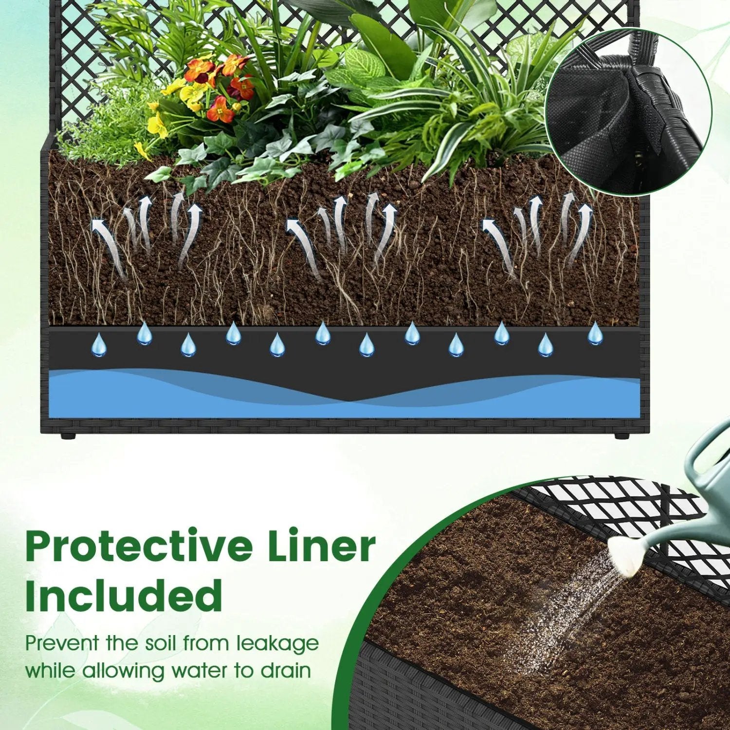 Set of 2 49 Inch Raised Garden Bed with Trellis and Wicker Planter Box by DirectDeals