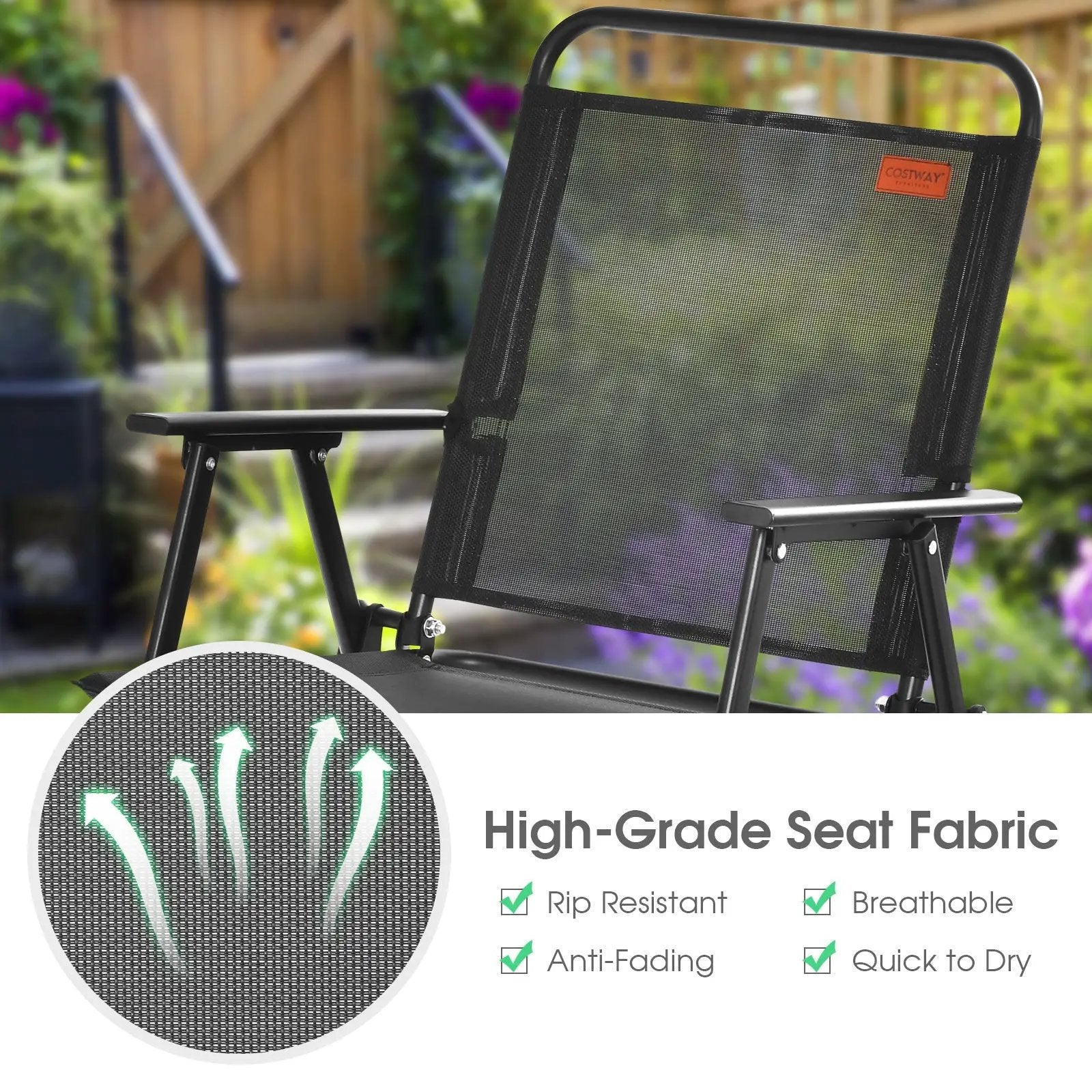 Set of 2/4/6 Outdoor Folding Chairs with Breathable Seat by DirectDeals
