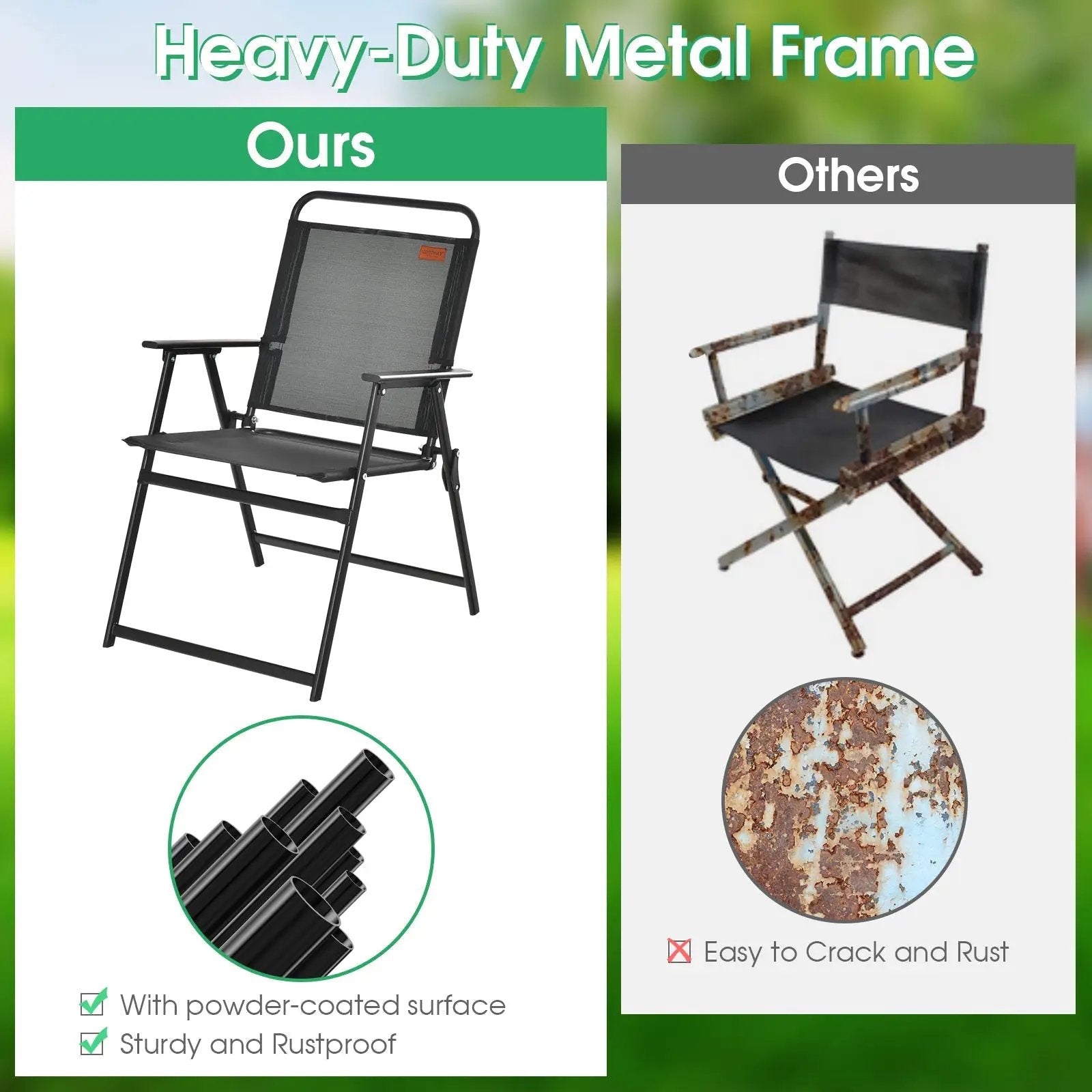 Set of 2/4/6 Outdoor Folding Chairs with Breathable Seat by DirectDeals