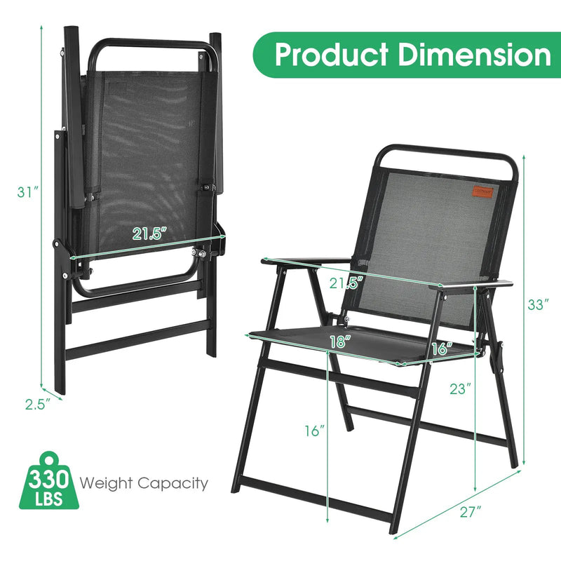 Set of 2/4/6 Outdoor Folding Chairs with Breathable Seat by DirectDeals