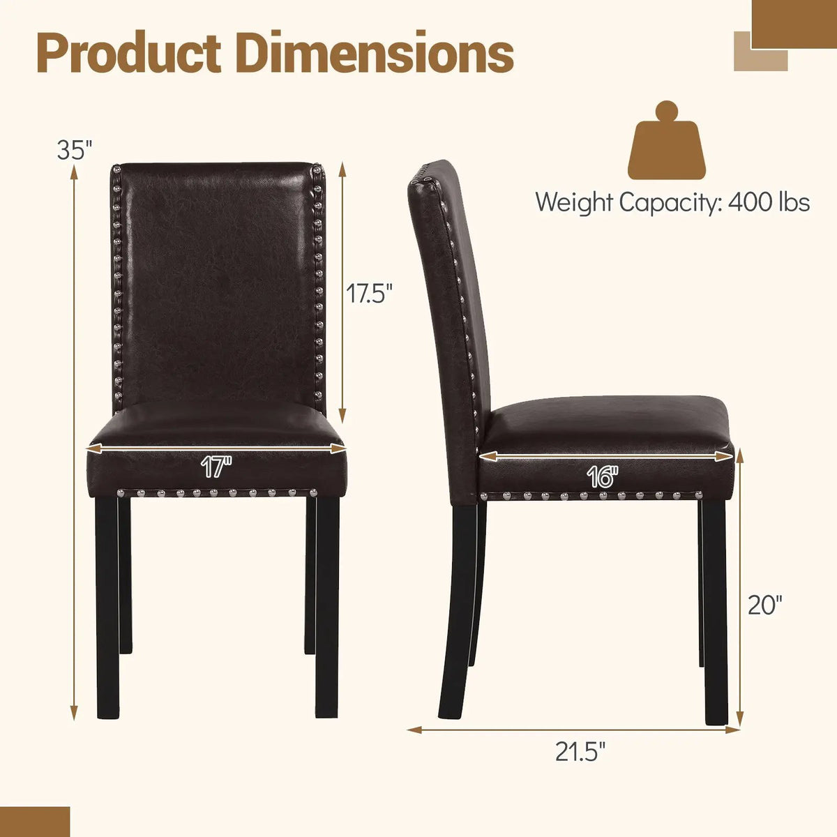 Set of 2/4 Dining Chairs Faux Leather Upholstered Parsons Kitchen Chairs by DirectDeals