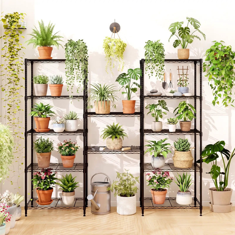 Set of 2 4-Tier Metal Storage Shelving Unit with V-Shaped Wire Rack and 1000 LBS Capacity-Black by DirectDeals