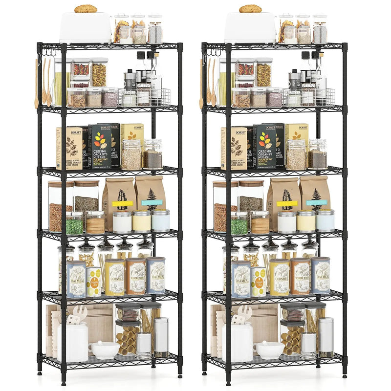 Set of 2 4-Tier Metal Storage Shelving Unit with V-Shaped Wire Rack and 1000 LBS Capacity-Black by DirectDeals