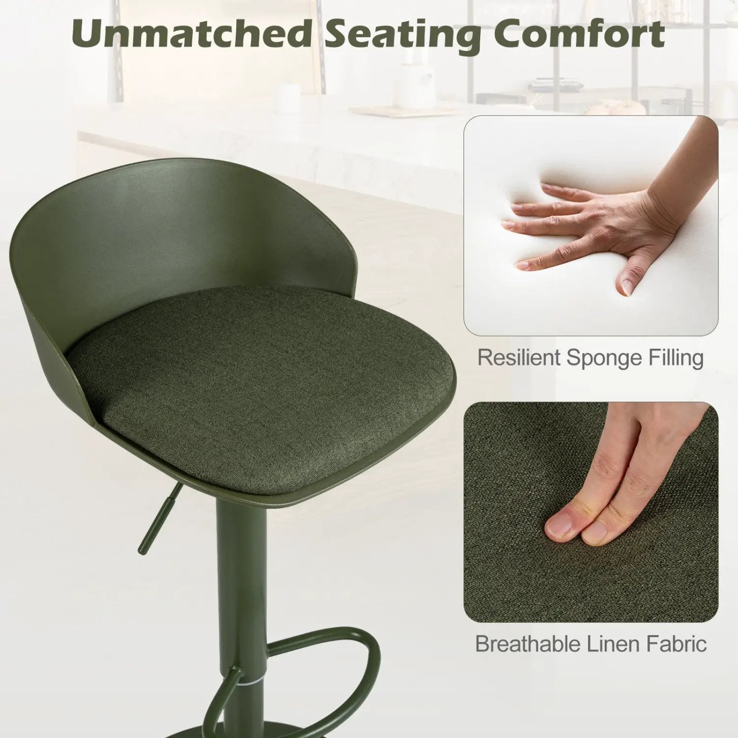 Adjustable Swivel Bar Stools Set of 2 with Back & Footrest by DirectDeals