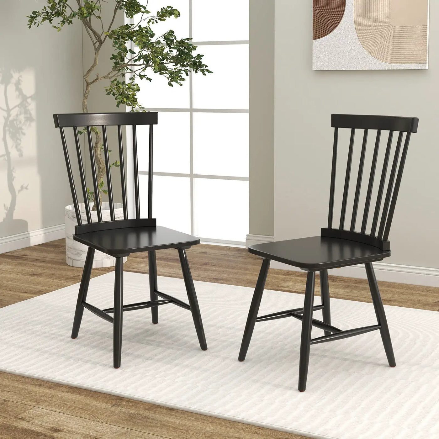 Set of 2 Windsor Dining Chairs with High Spindle Back by DirectDeals