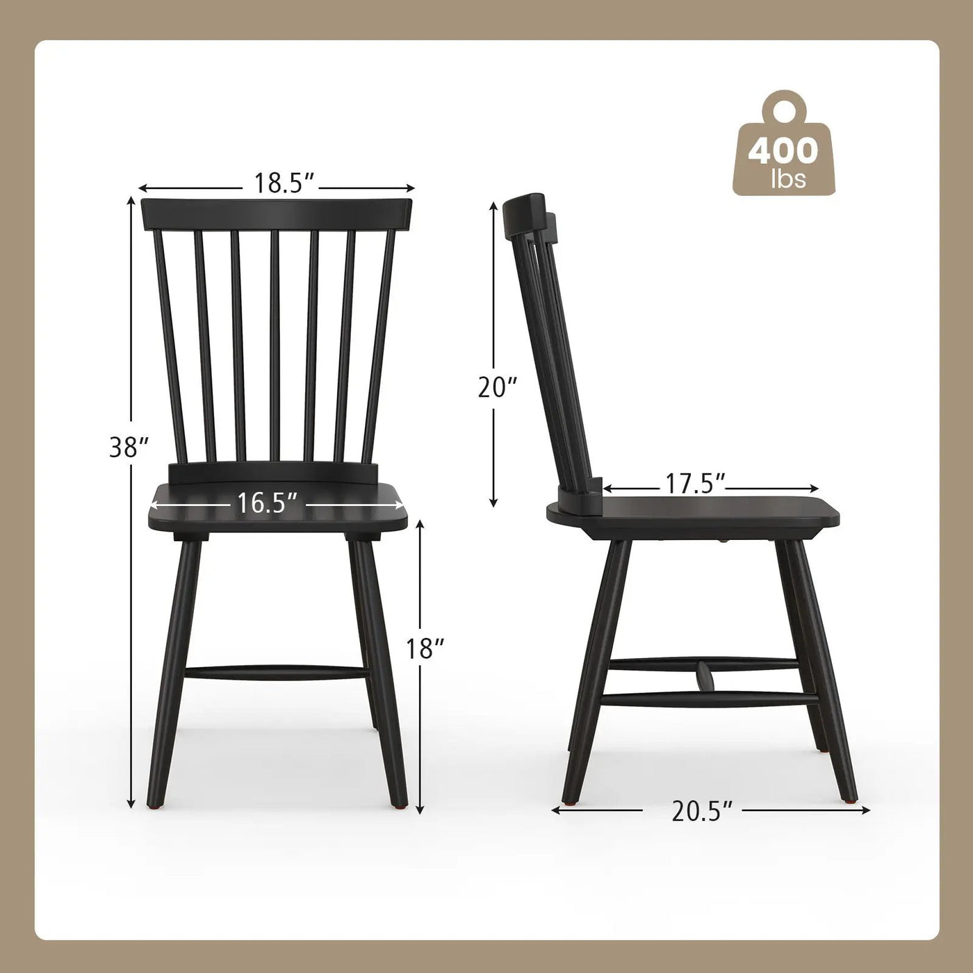 Set of 2 Windsor Dining Chairs with High Spindle Back by DirectDeals