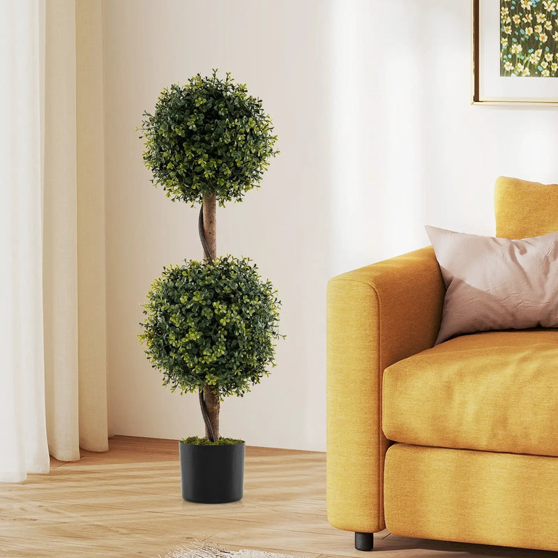 Set of 2 Artificial Double Topiary Ball Trees by DirectDeals