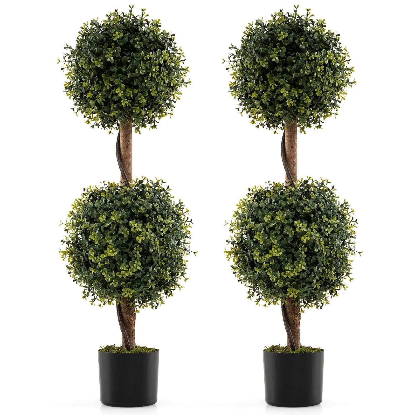 Set of 2 Artificial Double Topiary Ball Trees by DirectDeals