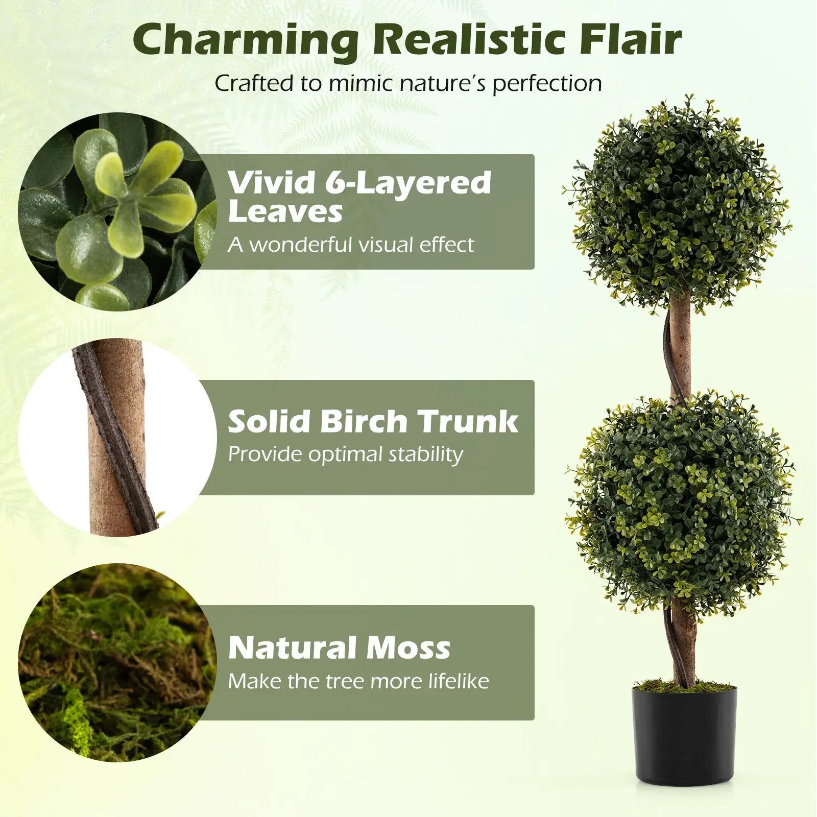 Set of 2 Artificial Double Topiary Ball Trees by DirectDeals