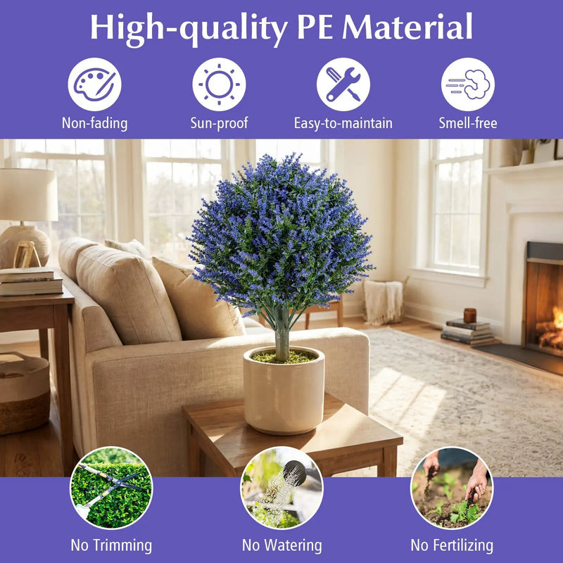 Set of 2 Artificial Lavender Topiary Ball Trees with Ground Spikes by DirectDeals