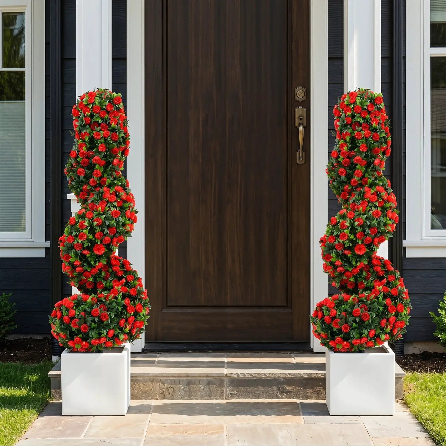 Artificial Spiral Topiary Trees 36" with Ground Spikes Set of 2 by DirectDeals