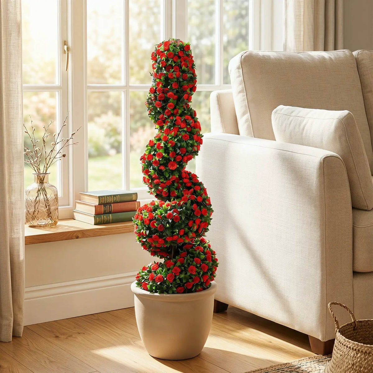 Artificial Spiral Topiary Trees 36" with Ground Spikes Set of 2, photo 6 of 16