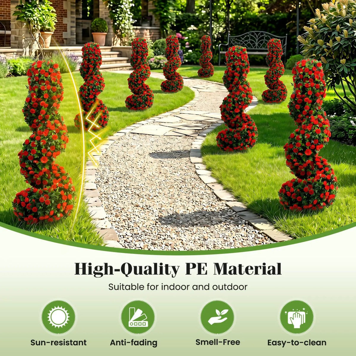 Artificial Spiral Topiary Trees 36" with Ground Spikes Set of 2, photo 8 of 16