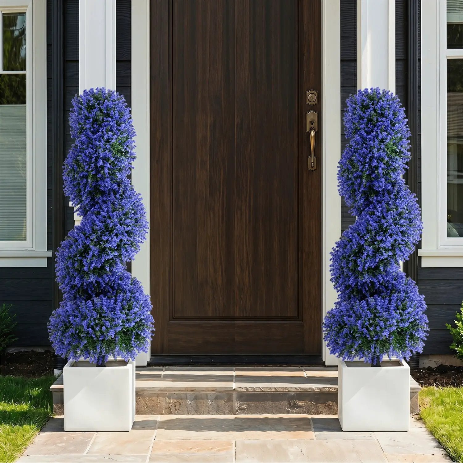 Artificial Spiral Topiary Trees 36" with Ground Spikes Set of 2 by DirectDeals